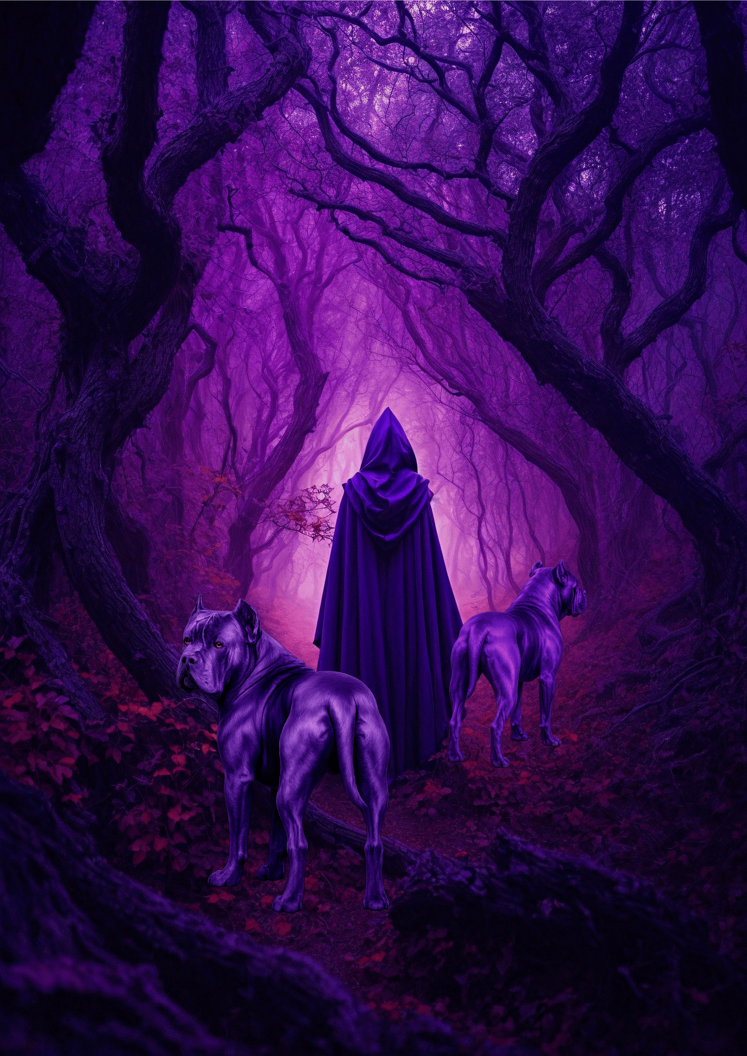 Foret+personnage+Cane Corso violet - Référence  :  CANEFANTA3