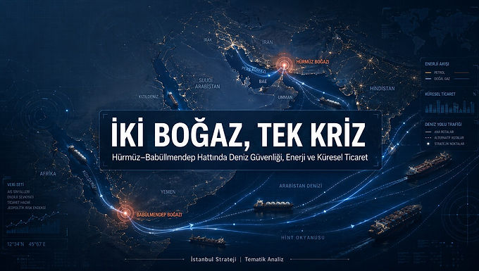 Bu analiz, Hürmüz ve Babülmendep boğazlarının eşzamanlı baskı altında kalmasının küresel enerji, ticaret ve güvenlik üzerindeki etkilerini inceliyor. İran, Husiler, ABD, Suudi Arabistan, Çin ve Hindistan’ın farklı stratejileri karşılaştırılırken; deniz geçitlerinin nasıl ekonomik ve siyasi baskı aracına dönüştüğü ortaya konuyor. Realist, liberal, Marksist, postkolonyal ve postmodern yaklaşımlar üzerinden krizin çok boyutlu niteliği analiz ediliyor. Temel sonuç, iki boğazdaki istikrarsızlığın önümüzdeki dönemde bölgesel çatışmaları hızla küresel ekonomik krize dönüştürebileceğidir.