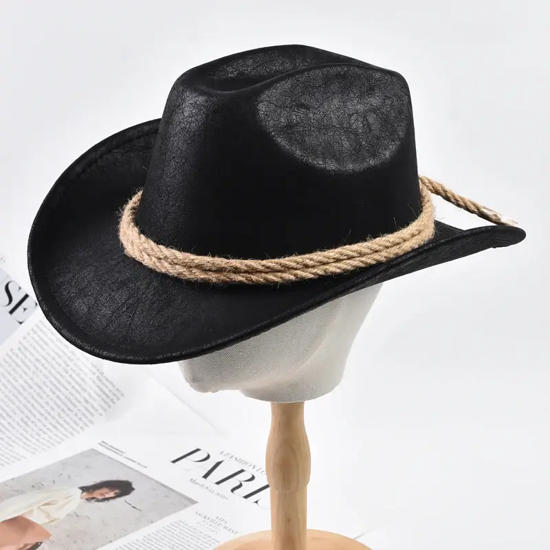 New Vintage Roll Brim Western Cowboy Hats Outdoor Travel Gentleman Cowgirl Jazz