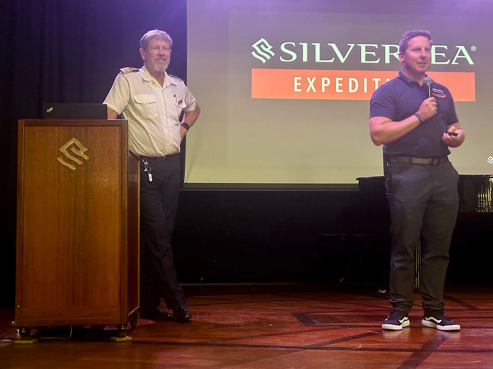 The Captain and Expedition Leader at the briefing