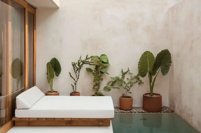 Terrace with private pool and sunbed for private sunbathing sessions