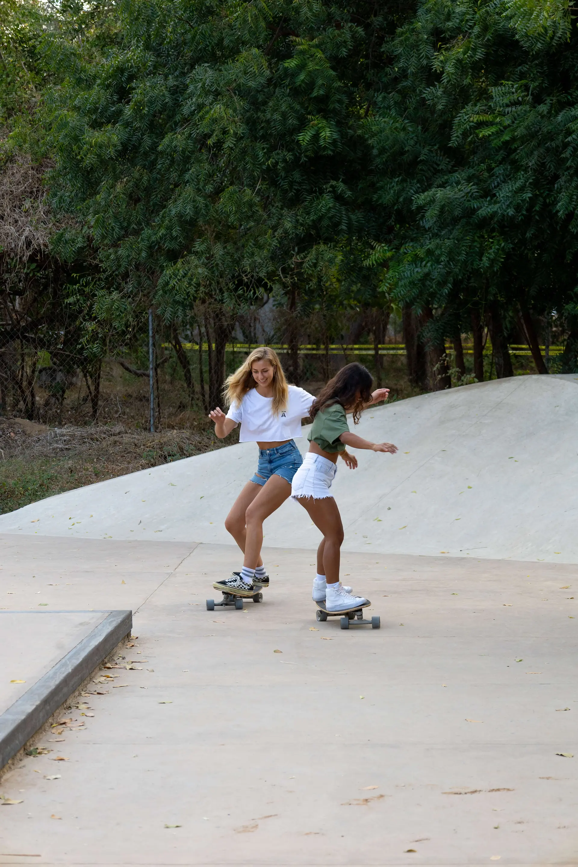 two girls skating