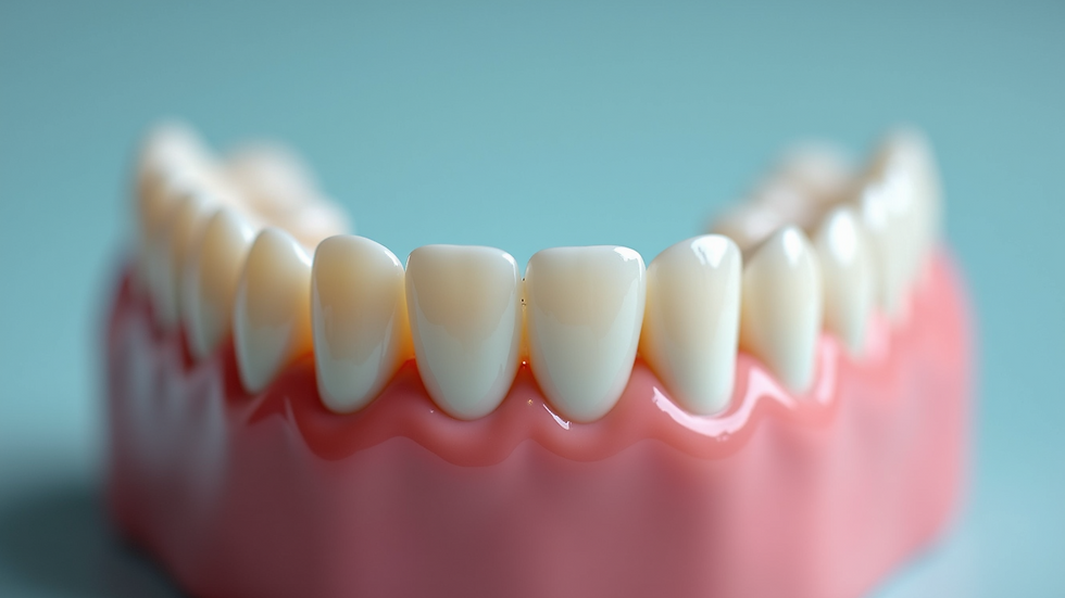Close-up view of a porcelain fused to metal dental crown on a model
