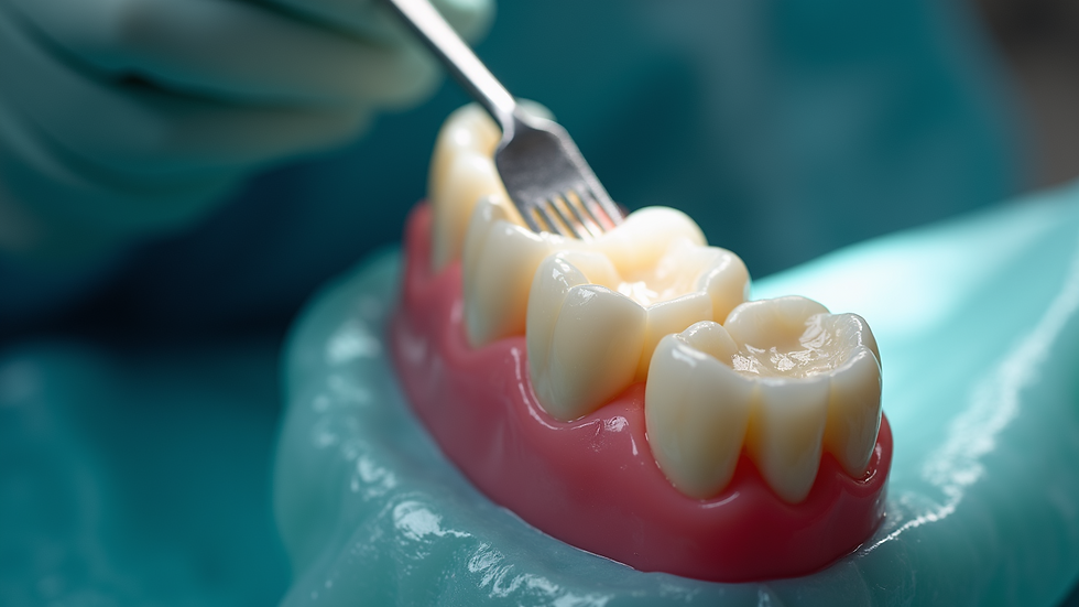 High angle view of dental crown preparation on a molar tooth