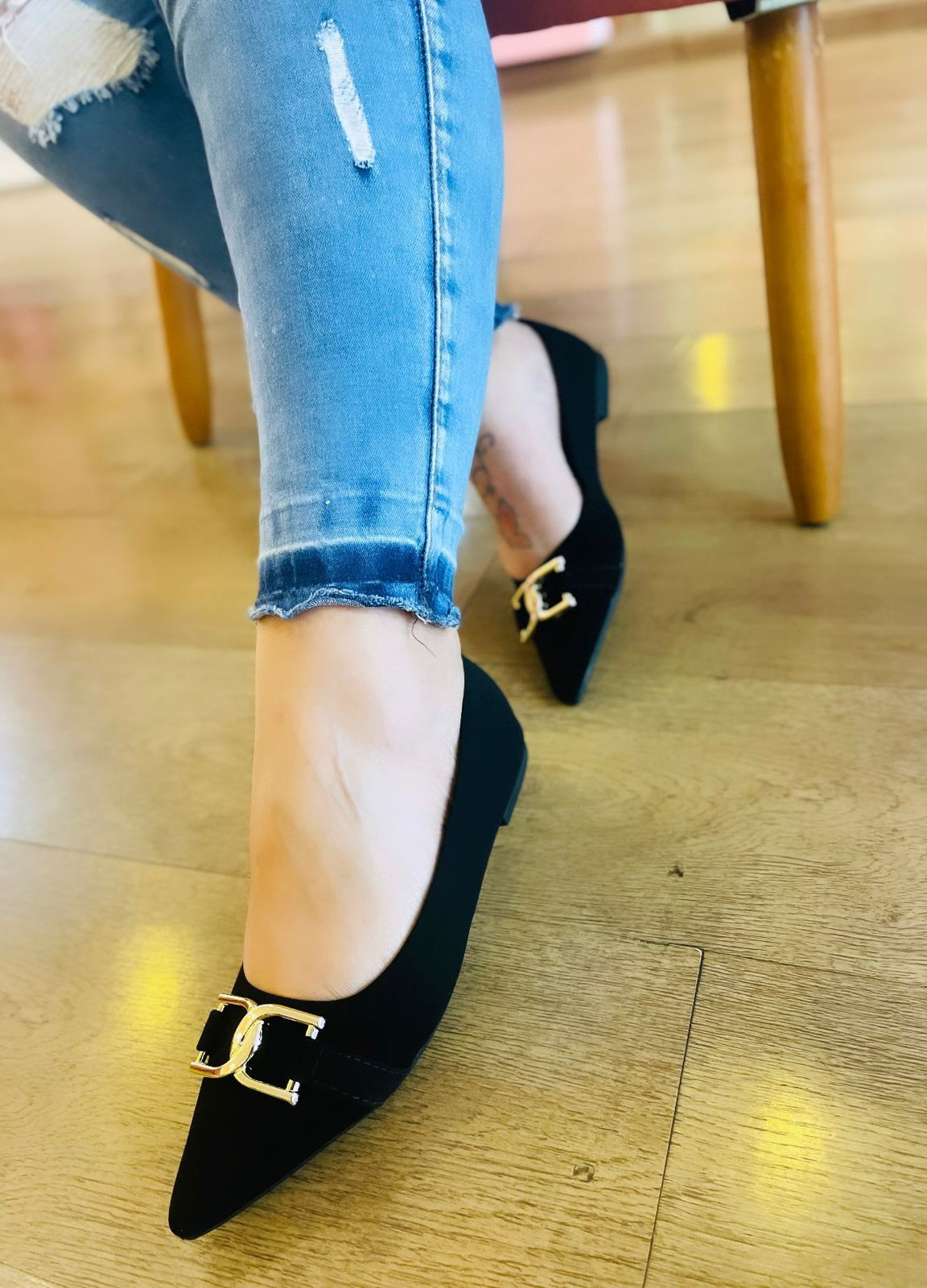 SAPATILHA PRETA 33 AO 43 BICO ALONGADO LUXO