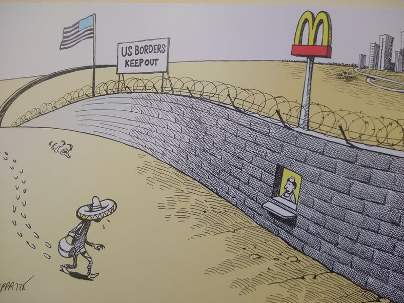 Caricaturistas plasman su visión del muro fronterizo