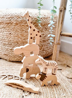 raw wood safari animal toys