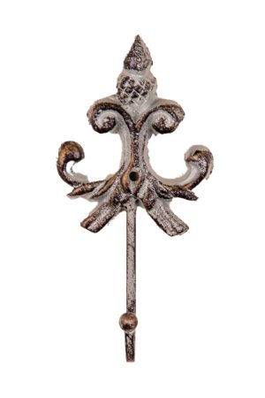 Fleur de Lis Single Hook Wall Fixture - Antique Grey