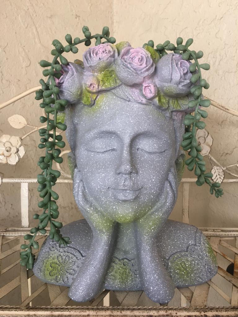 Grey & Green Girl Flower Planter