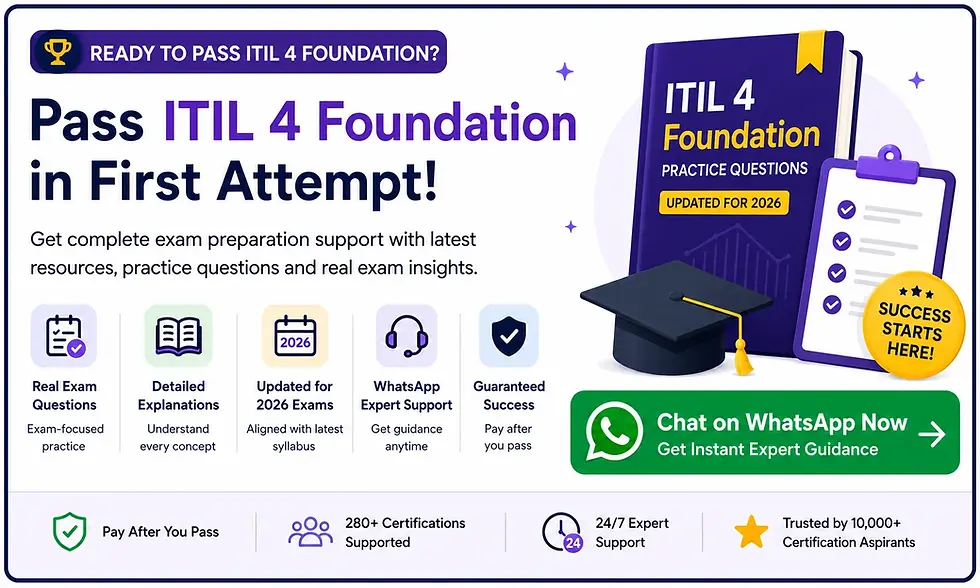 CertiMaan provide ITIL 4 Foundation Certification Support to clear your examination at first attempt with help of exam questions, practice tests, Dumps - CertiMaan