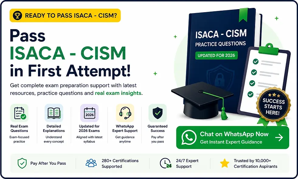 CertiMaan provide ISACA CISM Certification Support to clear your examination at first attempt with help of exam questions, practice tests & Dumps - CertiMaan.