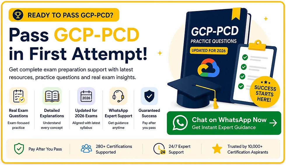 CertiMaan provide Google Cloud Professional Cloud Developer Certification Support to clear your examination at first attempt with help of exam questions, practice tests & Dumps - CertiMaan.