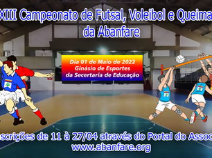Regulamento Campeonato Futsal, Voleibol e Queimado 2022