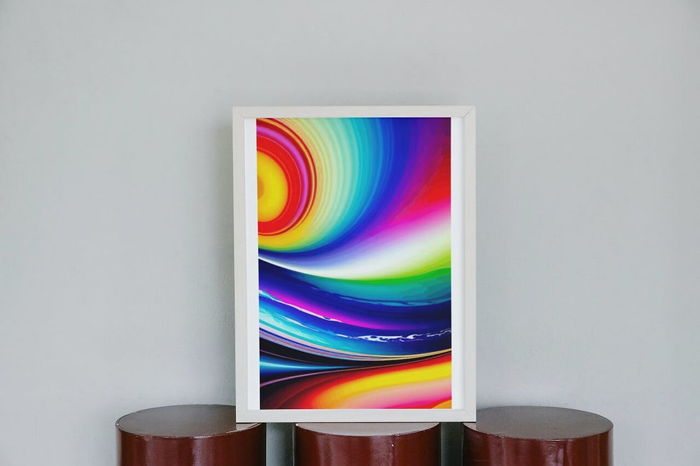 Miniatura: PI0522 - Quadro de uma imagem abstrata colorida com moldura de madeira