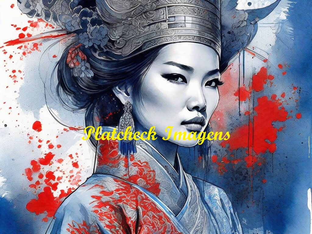 PI0475 - Quadro de uma mulher vietnamita com moldura de madeira