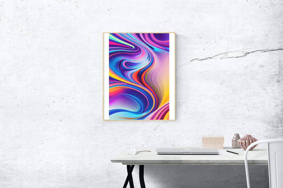 Miniatura: PI0559 - Quadro de uma imagem abstrata colorida com moldura de madeira