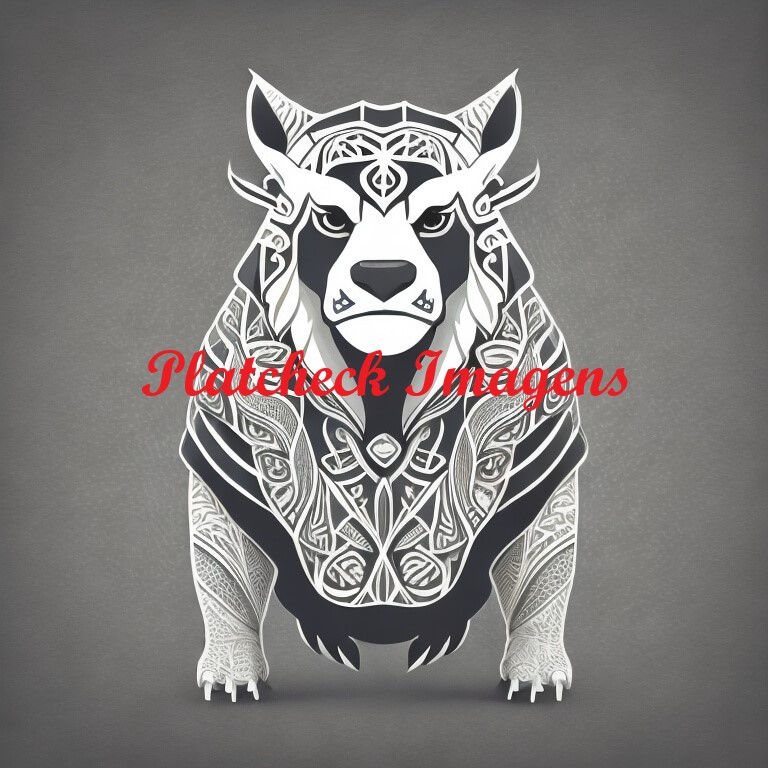 PI0244 - Quadro de um desenho de um urso com moldura de madeira