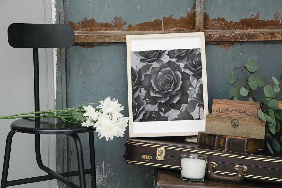 Miniatura: PI0142 - Quadro de flor rosa com moldura de madeira