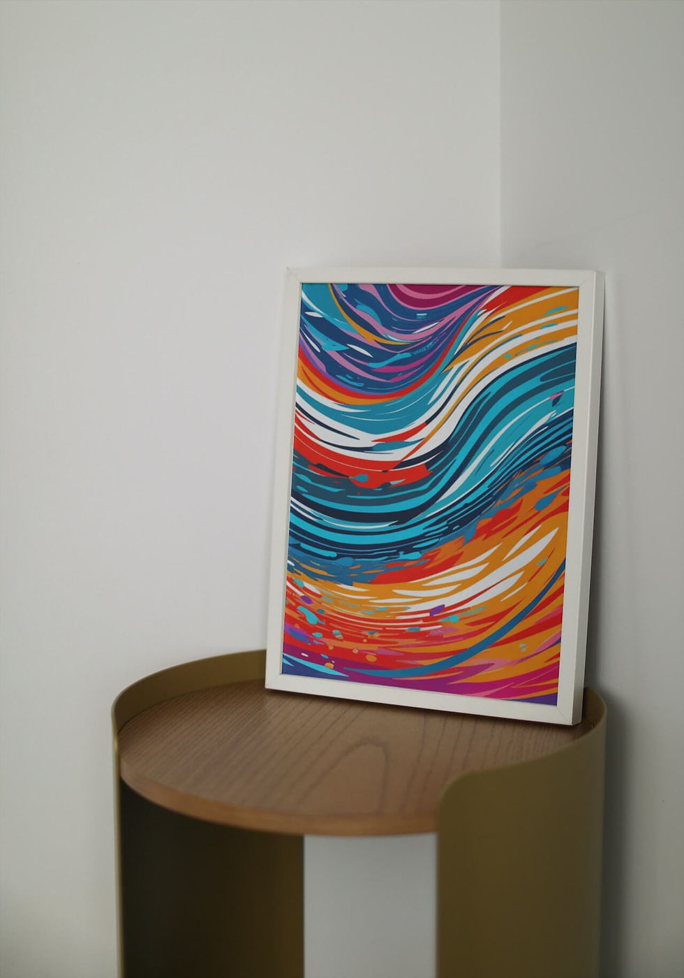 Miniatura: PI0529 - Quadro de uma imagem abstrata colorida com moldura de madeira
