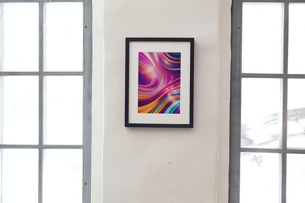 Miniatura: PI0574 - Quadro de uma imagem abstrata colorida com moldura de madeira