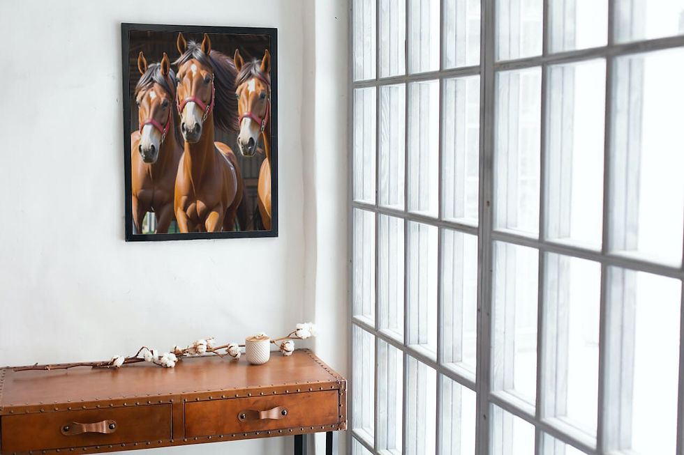 Miniatura: PI0031 - Quadro de um cavalo com moldura de madeira