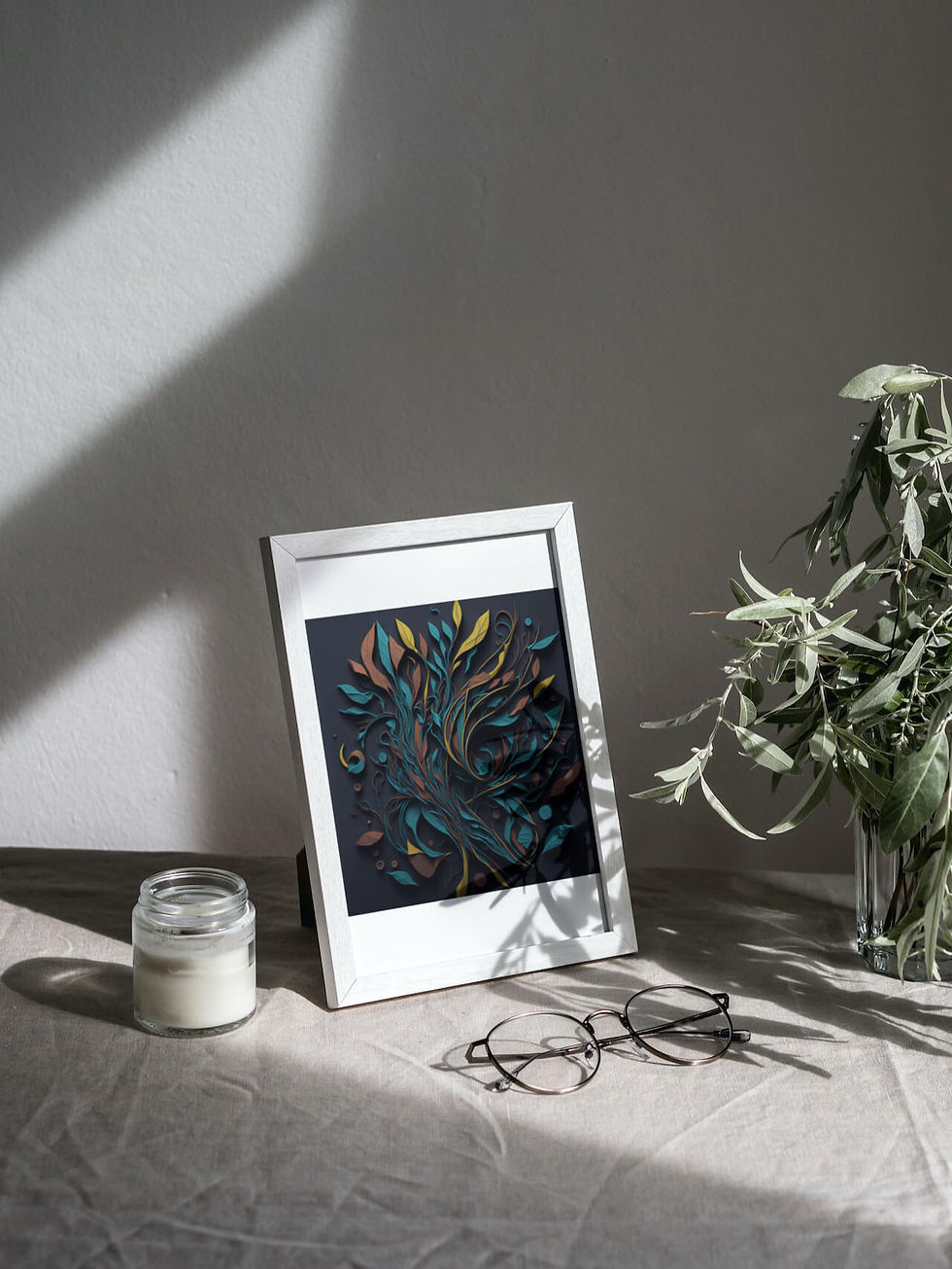 Miniatura: PI0319 - Quadro de um desenho abstrato com moldura de madeira