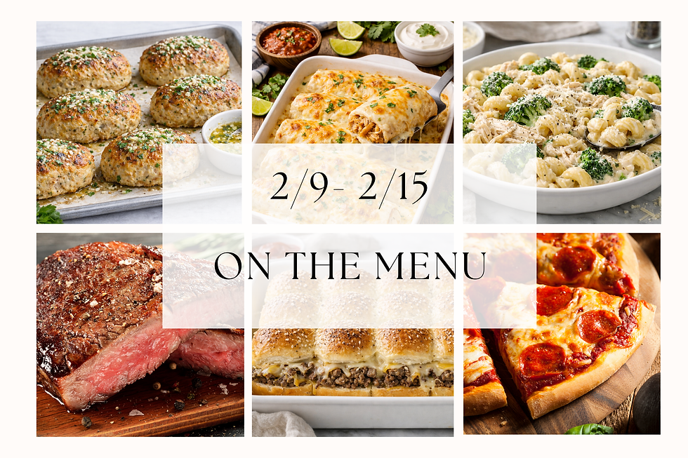 Various foods from 12/15 - 12/21 on the menu, pizza, pasta, and more.