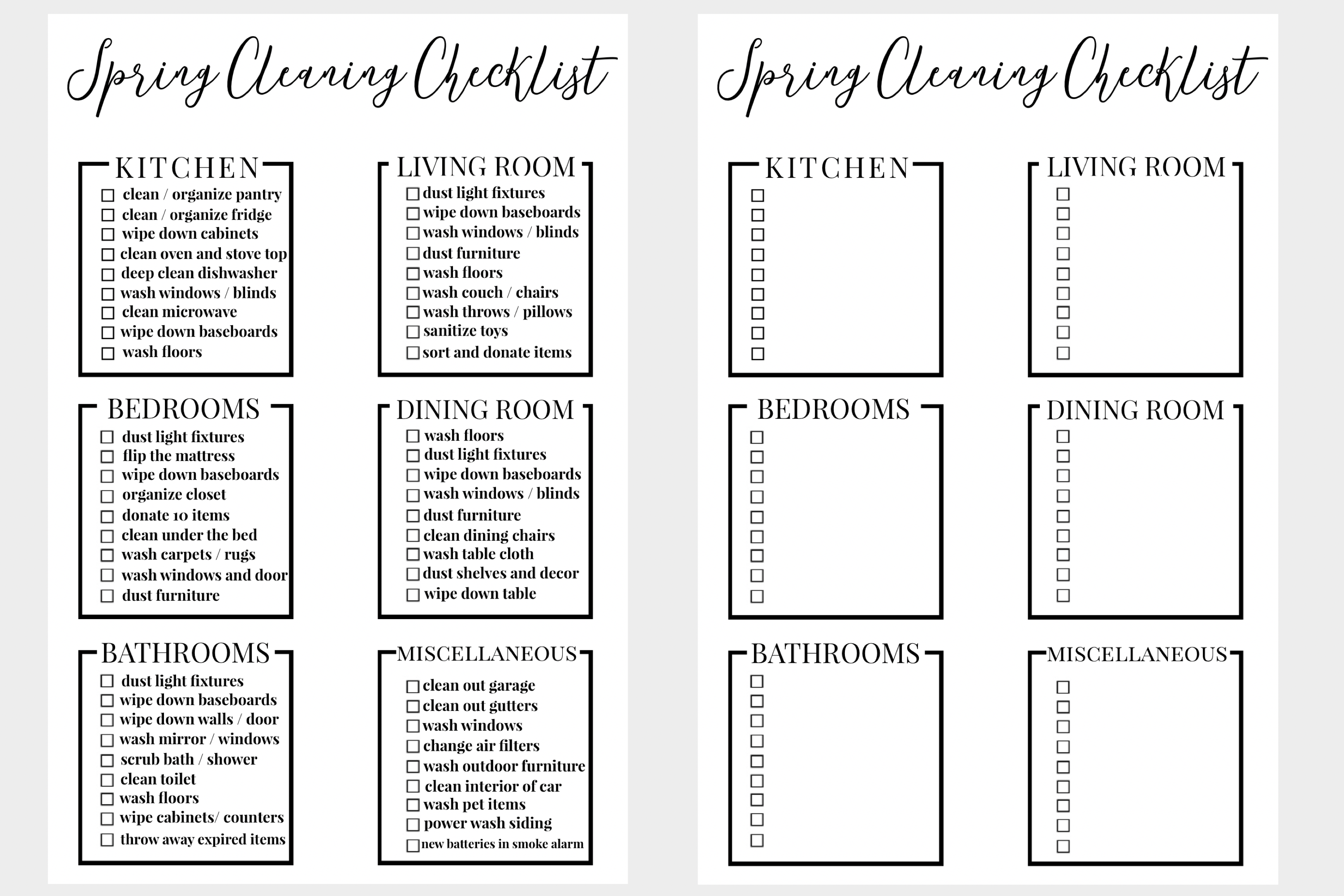 Spring Cleaning Checklist Free Printable