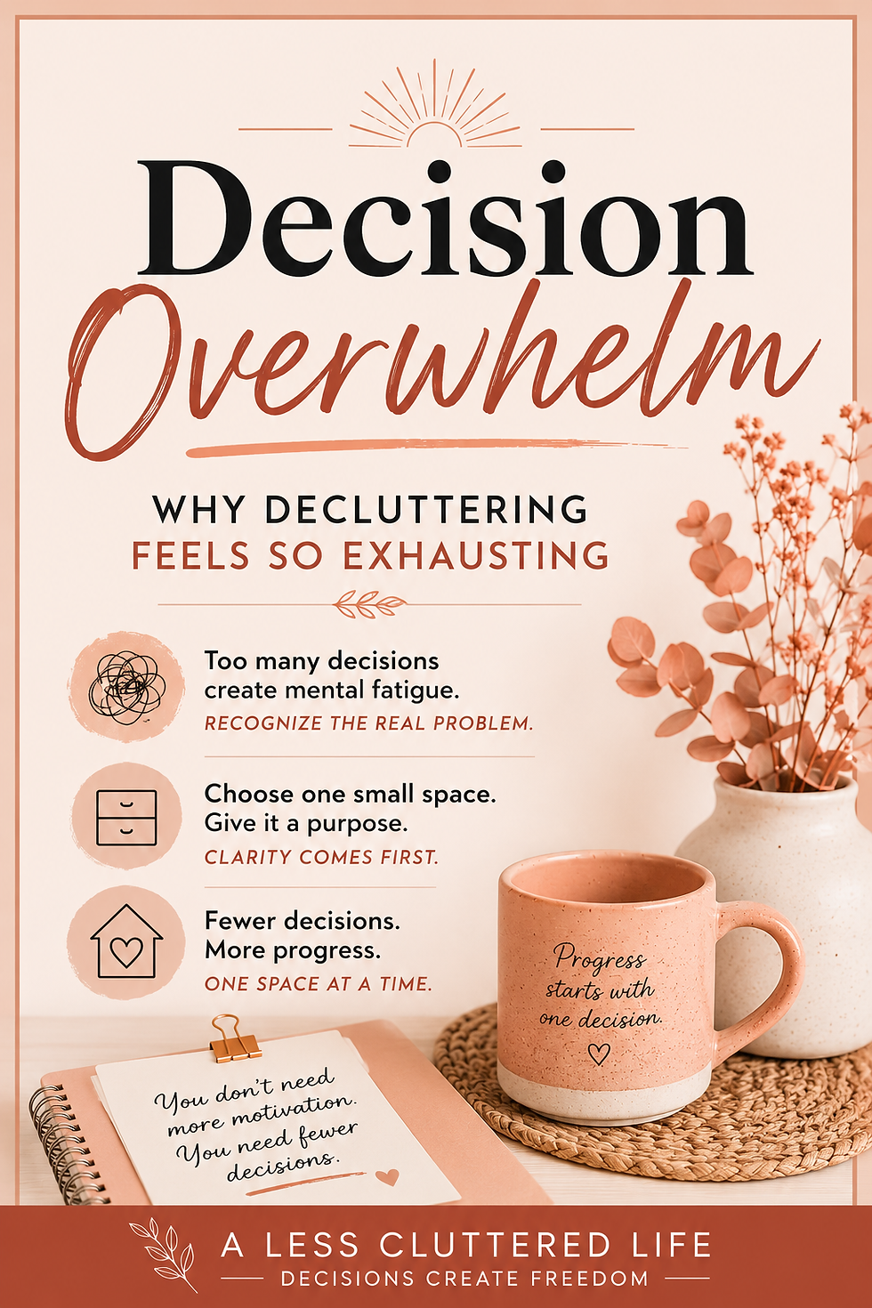 Decluttering feels overwhelming not because of the physical work but because of decision overwhelm.