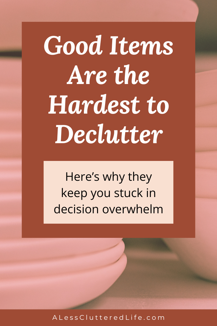 . stack of dishes can be a useful but unused item that people debate decluttering_
