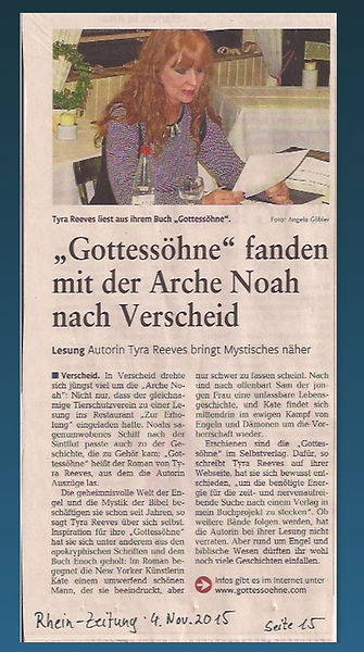 Zeitungsartikel Lesung Arche Noah Tierschutzverein Lesung von Engel Fantasy Roman Gottessöhne