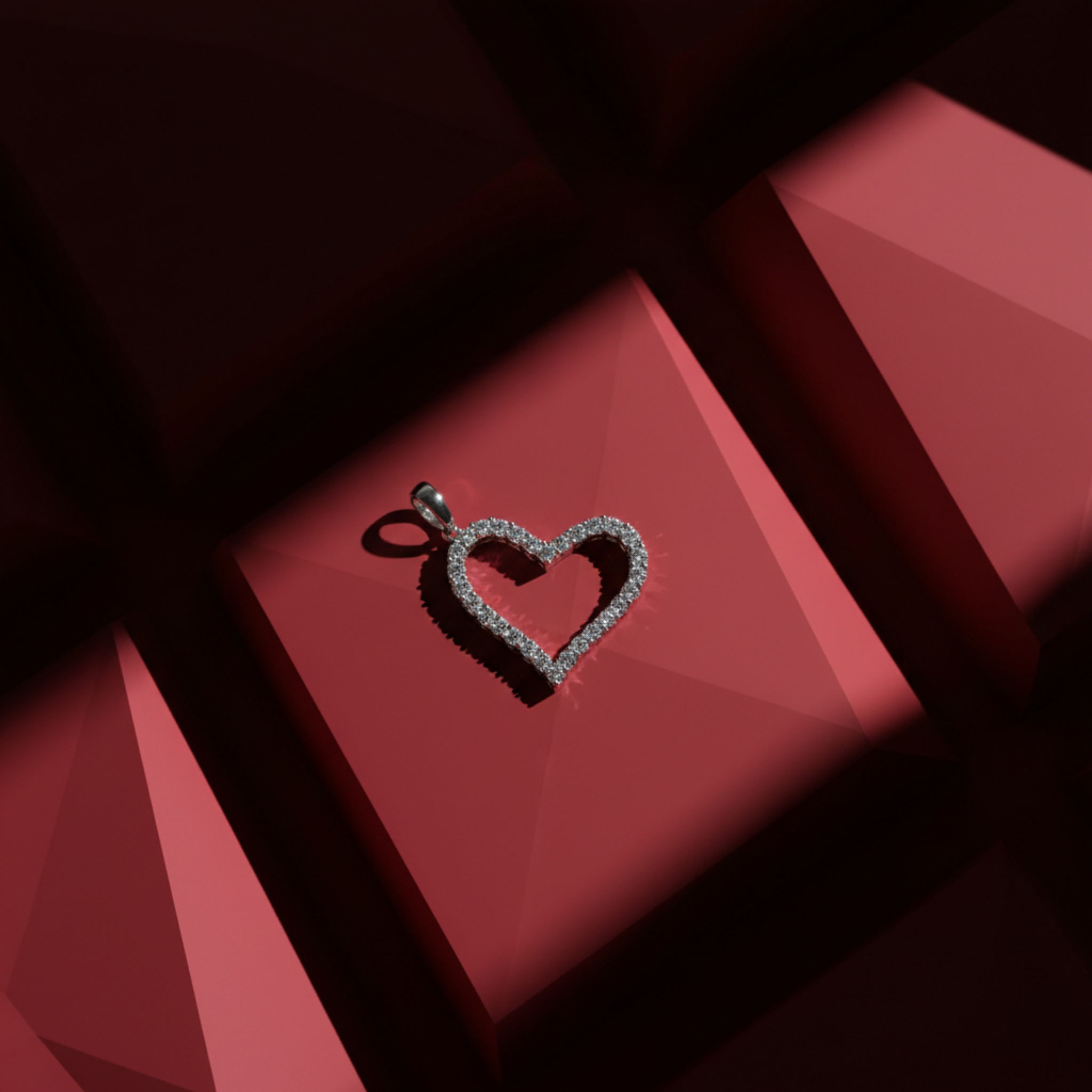 Tennis Heart Pendant 925 Sterling Silver