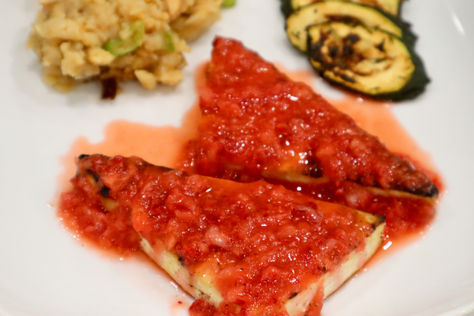 Grilled Tofu with Strawberry-Orange Sauce
