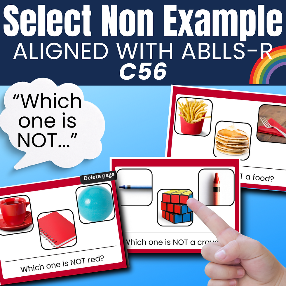 3 cards in a set of cards for practicing "select non-example"