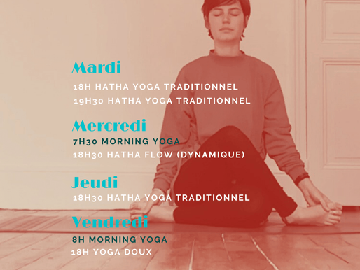 Planning des cours de yoga en visio-conférence du 18 au 24 mai
