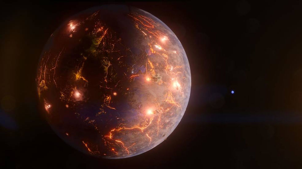 Concepção artística do exoplaneta vulcânico.