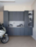 Granite Cabinet Stainless Counter with Gray Slatwall Motorcycle Straight Door Open Feb 201