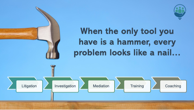 When the only tool you have is a hammer, every problem looks like a nail. 