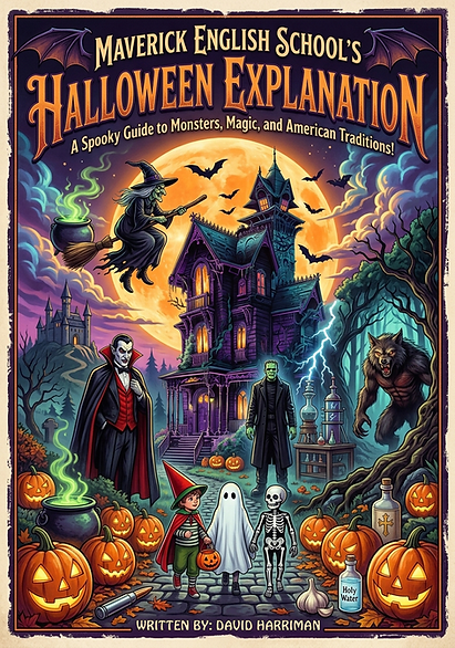 マーベリック英会話(福島市)のオリジナル英語教材「Halloween Explanations」の表紙 - Maverick English School Original Materials
