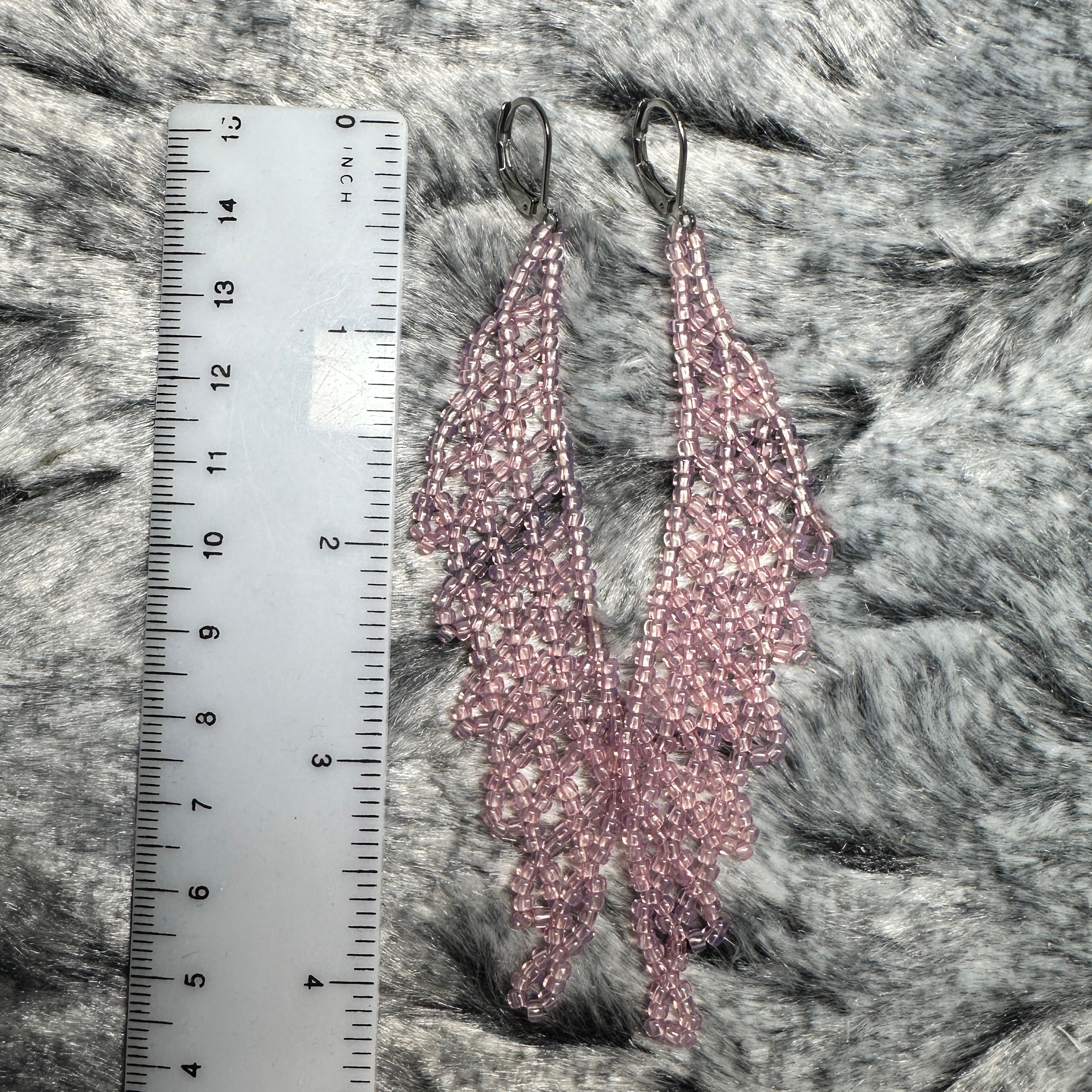 L Feather Earrings-Vintage Beads