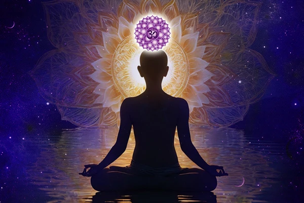Crown Chakra and a figure meditating
