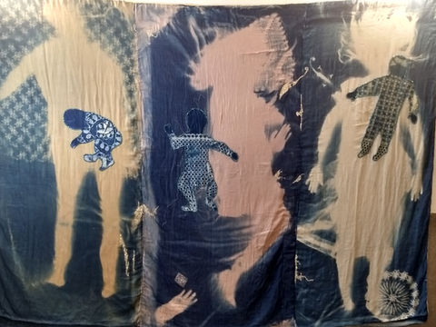 8x11 feet, Cyanotype and appliqué on fabric