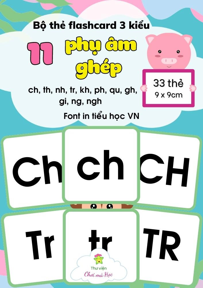 Bộ 33 thẻ 11 phụ âm 3 kiểu chữ ch Ch CH | Thẻ flashcard học sinh | Kích ...