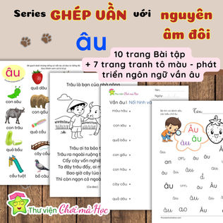 Ghép Vần Tập đọc Vần âu. Ghép vần tiếng Việt với nguyên âm đôi.Bé Học Tiếng Việt Tiền Tiểu Học và lớp 1