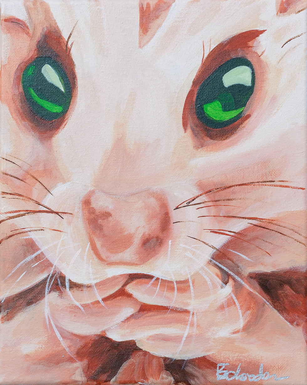 Thumbnail: Painting of close up of a hamster with green eyes.