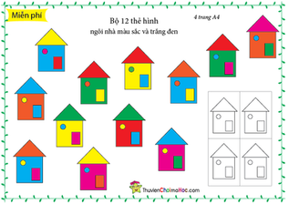 Bộ thẻ 12 kiểu nhà màu & trắng đen