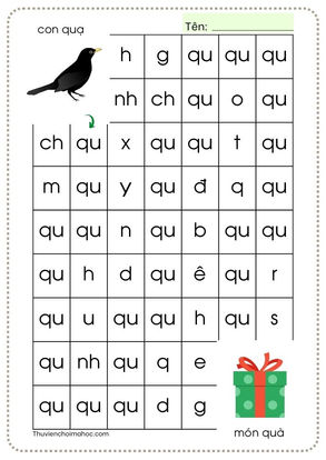 Phụ âm ghép qu | Mê cung chữ | Nhận biết