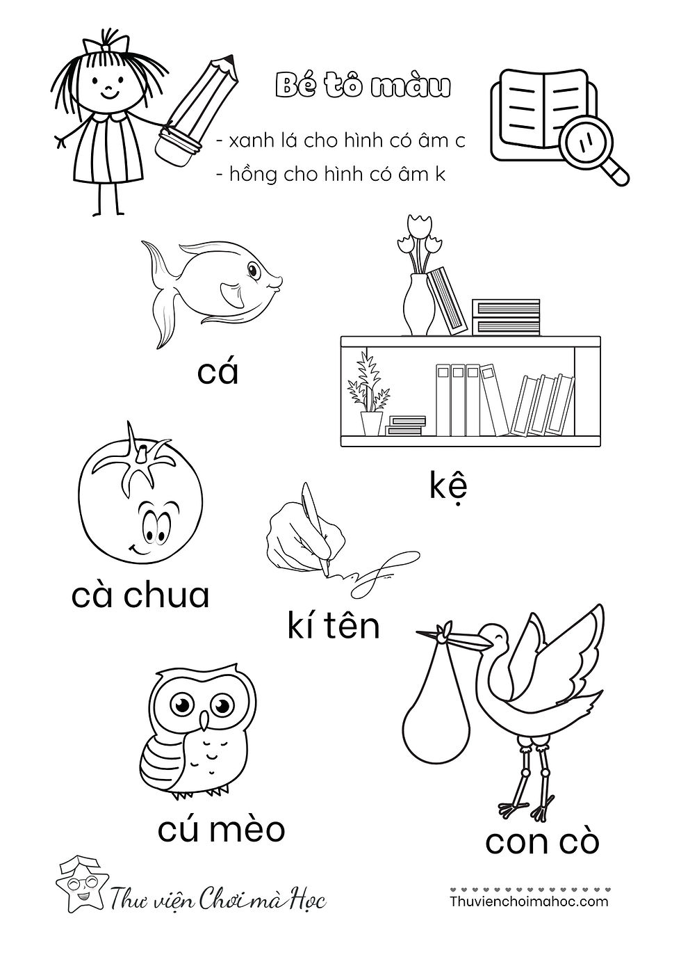Hoạt động Nhận biết hình - Tô màu hình theo mã màu– Phân biệt c/k