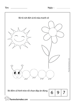 Bộ tranh luyện nét vẽ hình tròn và tập đếm