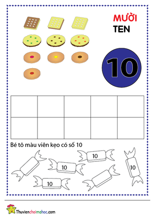 Bài tập nhận biết, tập đếm 1-10 Việt, Anh và song ngữ